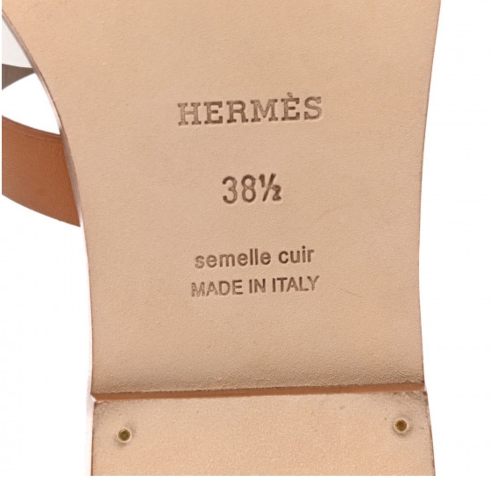 Hermès Gold(Brown) and White Amore Sandals with Signature H Straps - Picture 6 of 8
